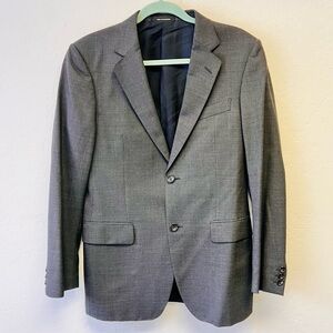 GUCCI Luxury Wool Herringbone Grey Suit Small Mens